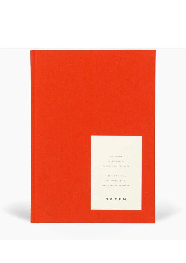 The Every Space medium Even Notebook in bright red cloth hardcover with 160 lined pages by Notem