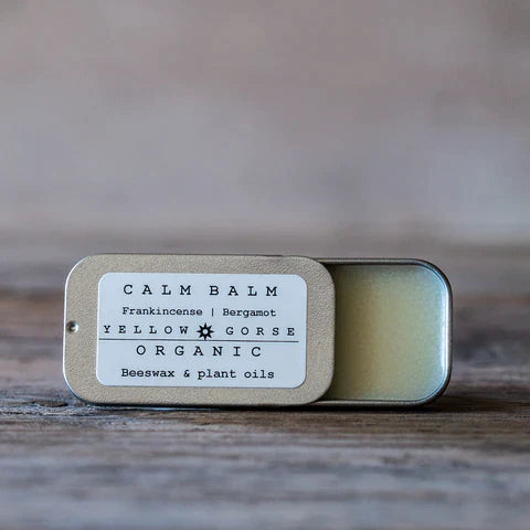 The Every Space pocket sized relaxing organic Calm Balm with Frankincense, bergamot, lavender to calm & balance, plus shea butter and beeswax to protect by Yellow Gorse