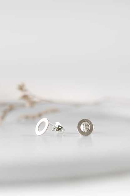 The Every Space handmade recycled sterling silver oval stud earrings with sterling silver pins and scrolls by Clare Elizabeth Kilgour