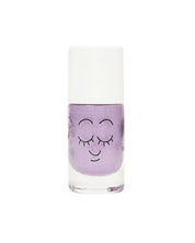 Piglou Lilac Glitter water-based nail polish by Nailmatic, featuring a cartoon character design on the label.