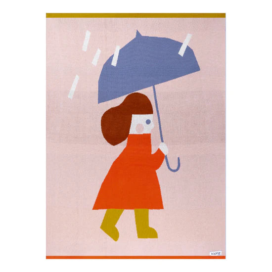 The Every Space Rainy Day Multi-colour baby blanket in 100% cotton for cot or pram by Sophie Home