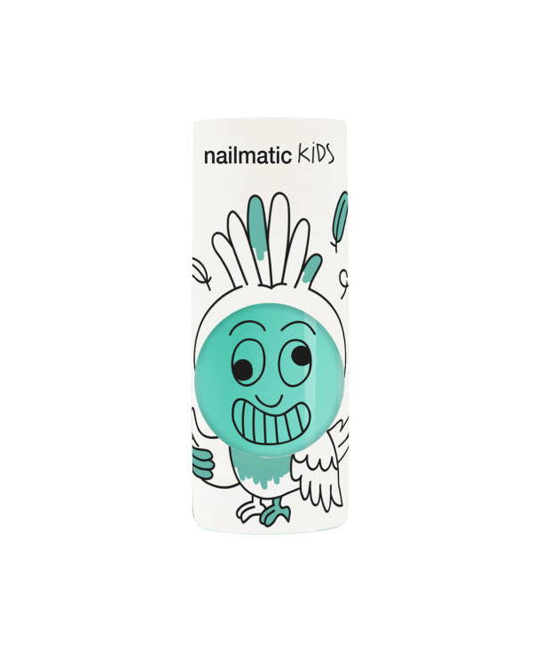 Rio Mint Green water-based nail polish by Nailmatic, featuring a cartoon character design on the label.