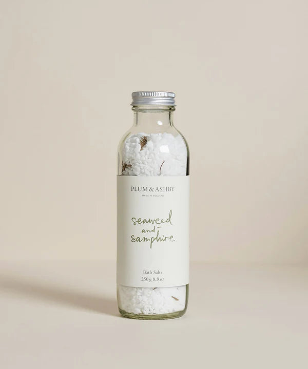 The Every Space Seaweed and Samphire Bath Salts enriched with mineral-rich natural salts by Plum & Ashby