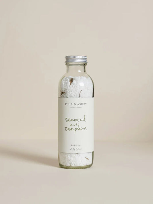 The Every Space Seaweed and Samphire Bath Salts enriched with mineral-rich natural salts by Plum & Ashby