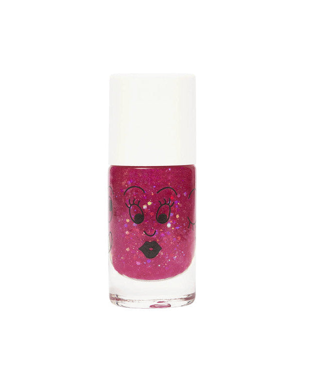 Sheepy Pink Glitter water-based nail polish by Nailmatic, featuring a cartoon character design on the label.