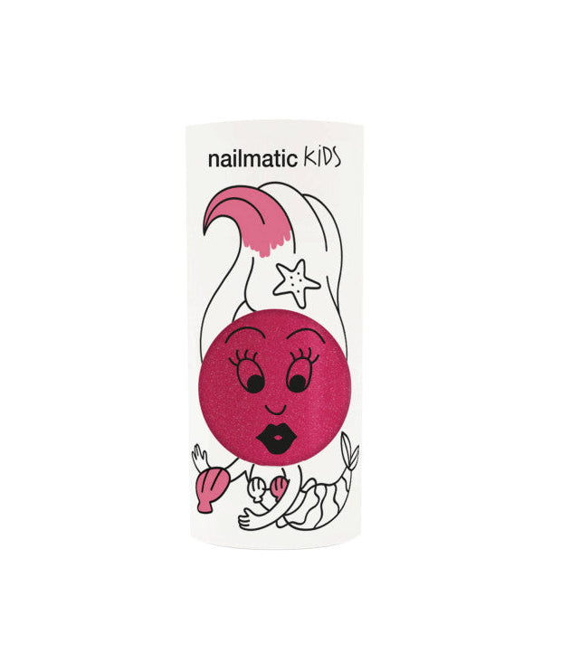 Sissi Pink Glitter water-based nail polish by Nailmatic, featuring a cartoon character design on the label.