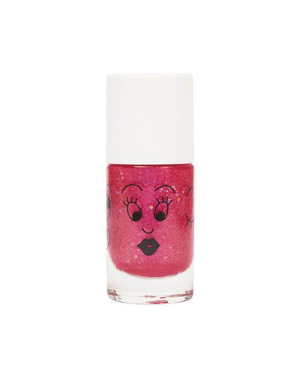 Sissi Pink Glitter water-based nail polish by Nailmatic, featuring a cartoon character design on the label.