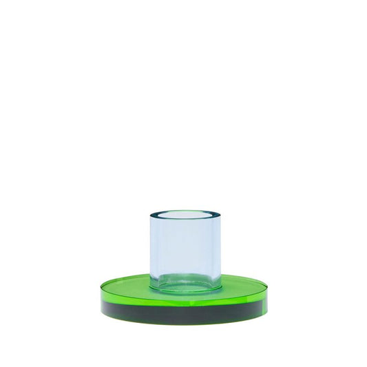 The Every Space small Astra candle holder in blue and green crystal glass by Hübsch