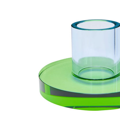 The Every Space small Astra candle holder in blue and green crystal glass by Hübsch
