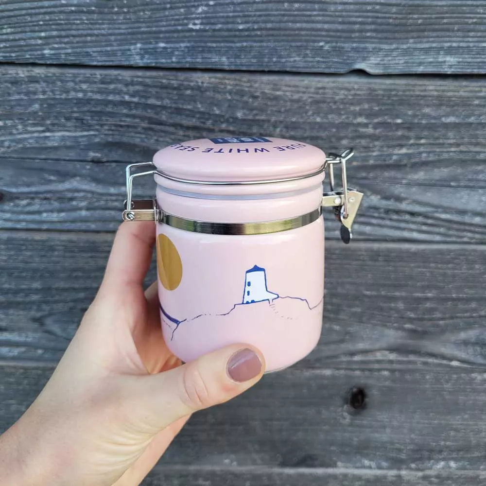 Pink Llanddwyn Ceramic Jar with 100g Pure Sea Salt