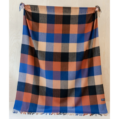 Lambswool Blanket in Cobolt Block Check