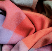 Lambswool Blanket in Orange Block Check