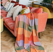 Lambswool Blanket in Orange Block Check