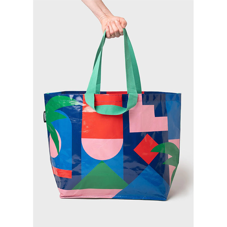 The Every Space Baja Ahah Medium Tote Bag, made from 100% recycled plastic bottles, with strong, wipe-clean Internal zip pocket, and double 100% cotton handles by Herd
