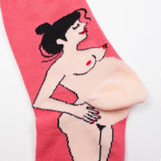 White Black Hair Pregnant Woman Socks by Coucou Suzette 
