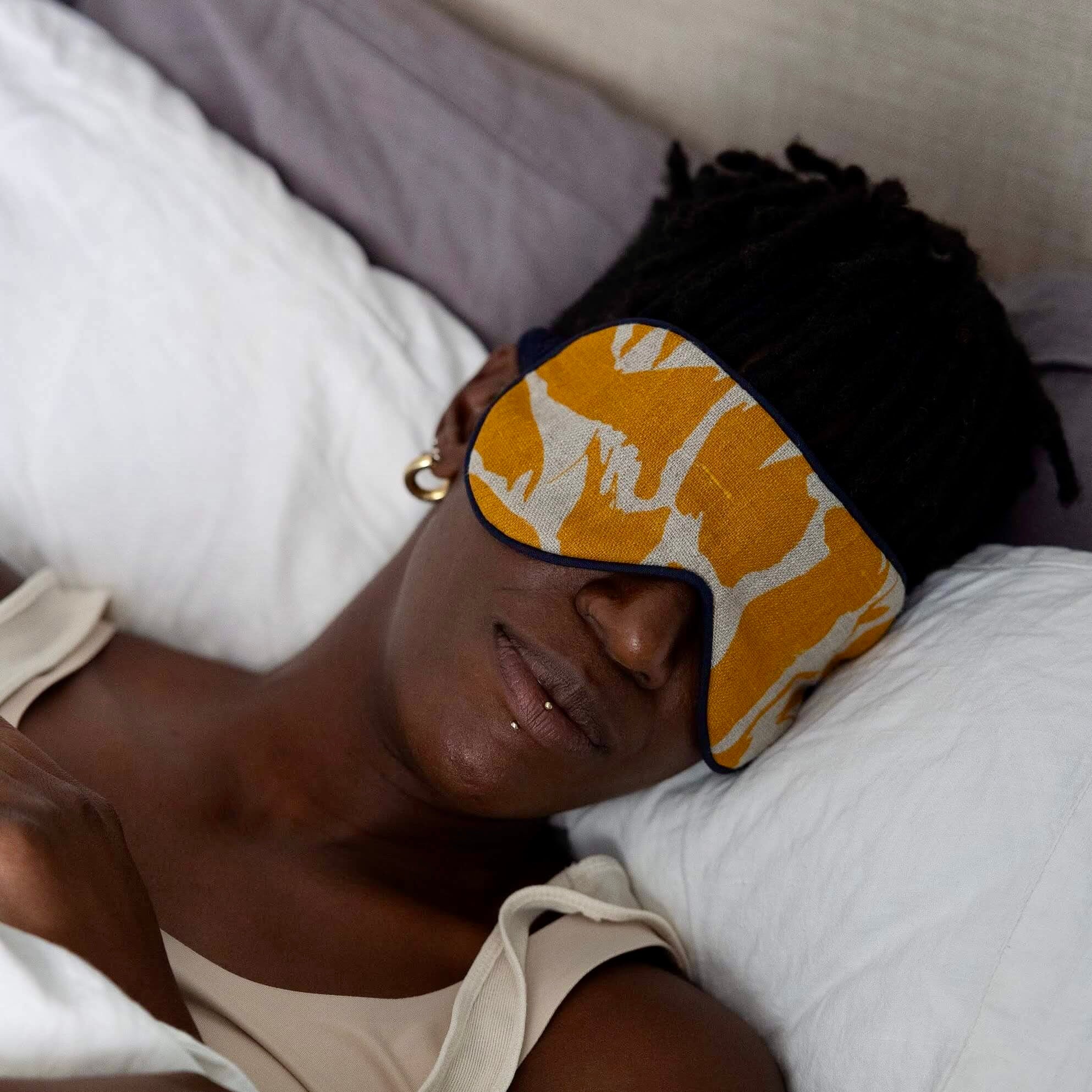 The Every Space yellow sleep Eye Mask in Linen and Merino wool by Blasta