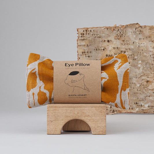 The Every Space hot and cold compress eye pillow in yellow patterned linen and filled with wheat by Blästa Henriët